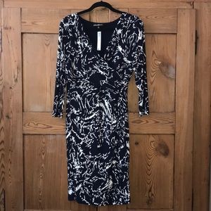 Beautiful  Navy/White Pattern Empire Waist Dress